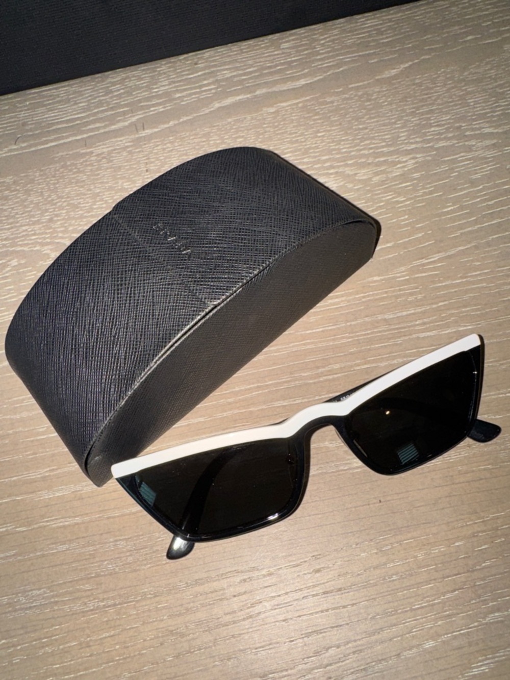 Prada Black and White Cat-Eye Sunglasses